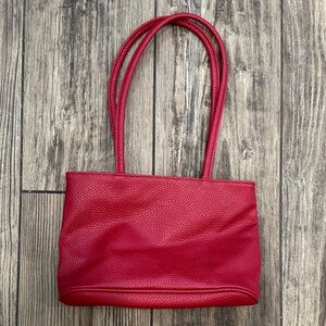 Elegant Red Leather Small Tote Bag